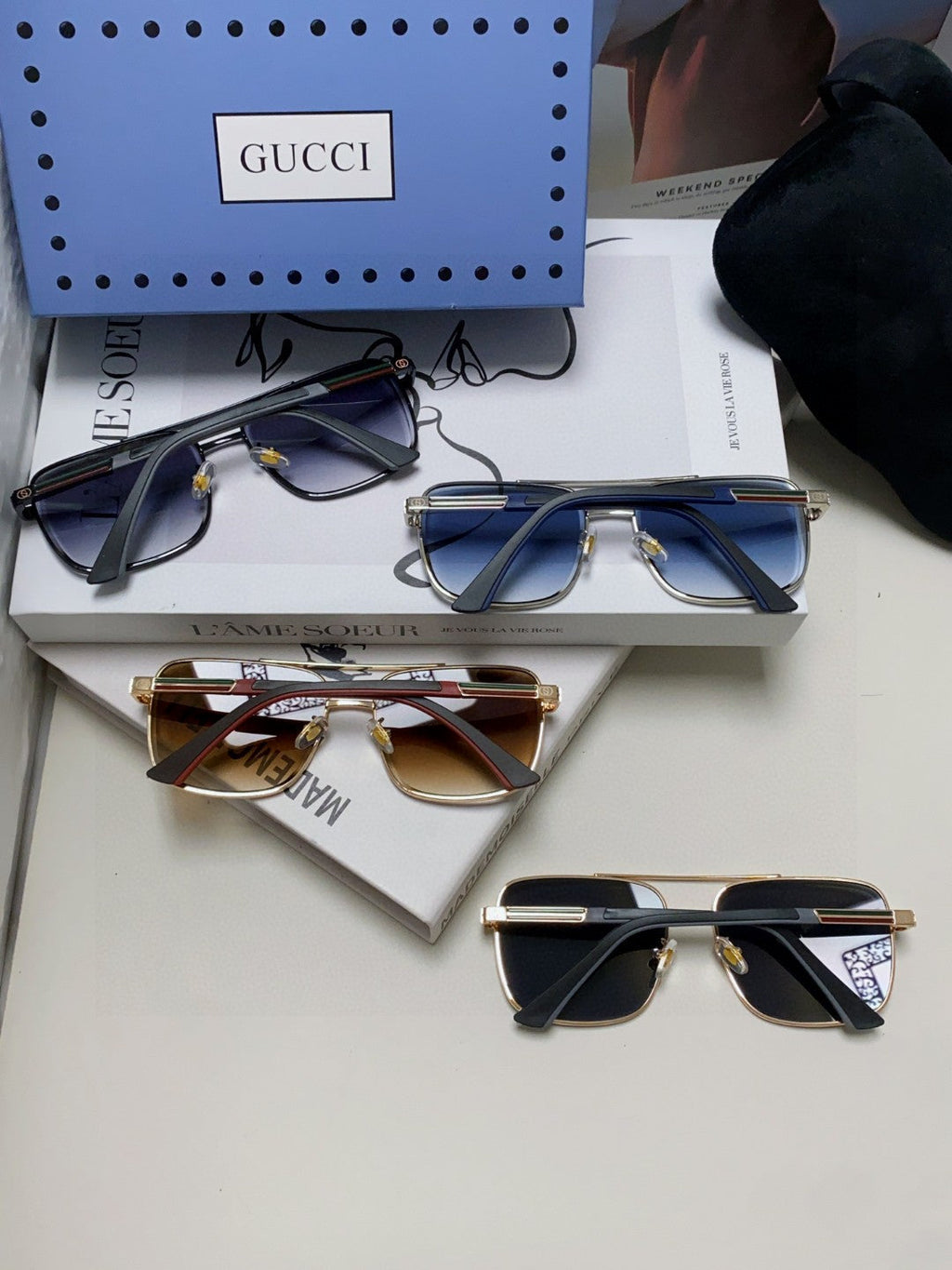 SQUARE FRAME SUNGLASSES 570213 IN METAL